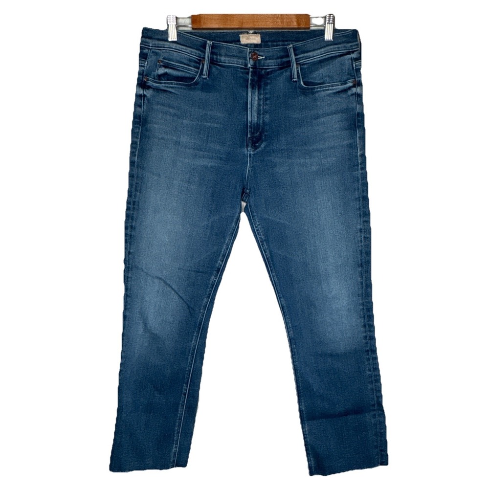 Mother Blue Mid Rise Dazzler Crop Fray We're All In This‎ Together Jeans Size 33